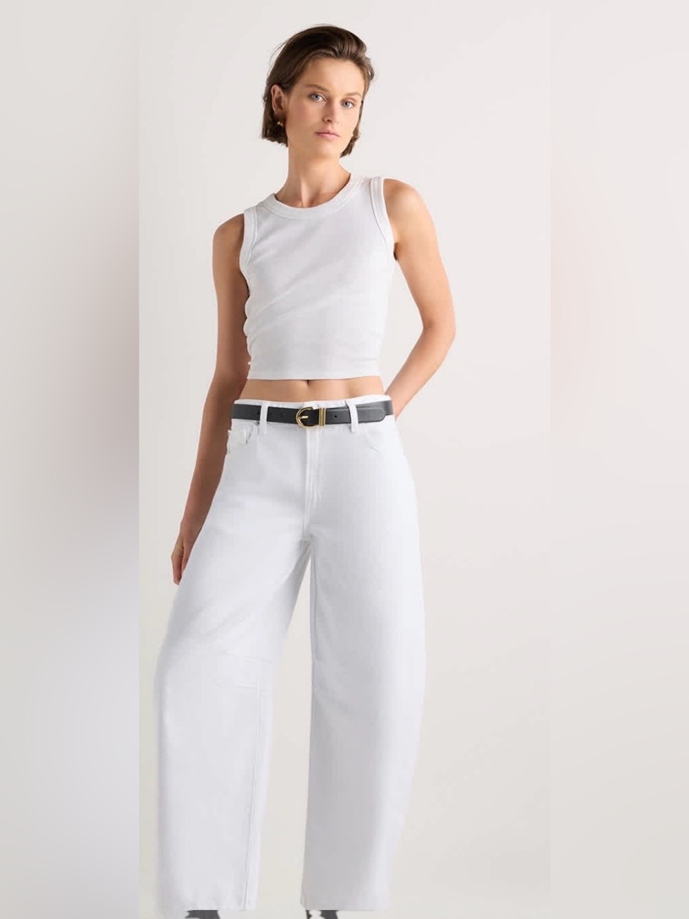 Quince Bella White Barrel Jeans
